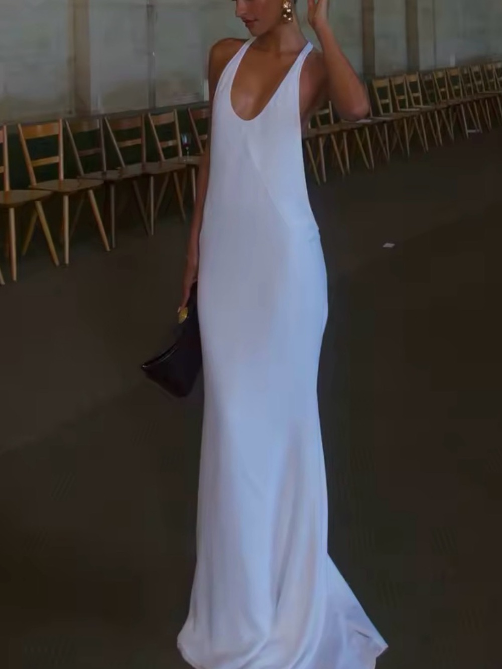 Elegant White Halter Maxi Dress